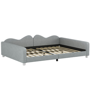 Upholstered Daybed, Sherpa Fabric Sofabed With Cloud-Shaped Backrest