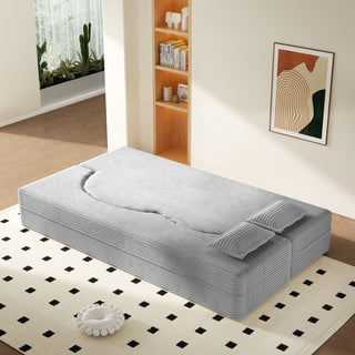 Floor Sofa With 2 Pillows, Convertible Twin Size Mattress For Living Room