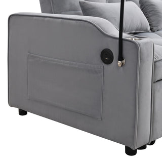 Modern Loveseat With Pullout Bed, Adjustable Reclining Backrest