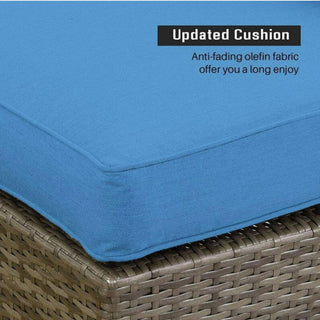 2 Piece Patio Loveseat Set With Thick Cushions, Outdoor Sectional Sofa For Balcony - Blue / Brown