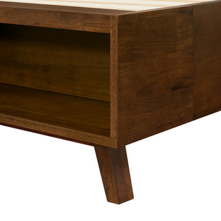 Queen Size Platform Bed Frame With Footboard Storage - Walnut