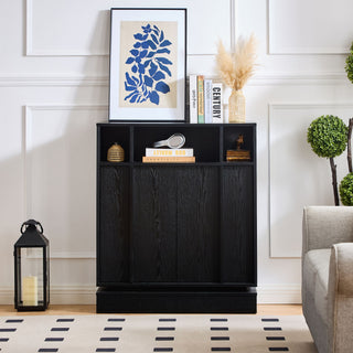 Fluted Sideboard Buffet Cabinet With 2 Doors And Adjustable Shelf, Storage Cabinet For Entryway