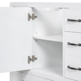 Modern Bathroom Vanity Base Only, 6 Drawer Storage With Adjustable Shelf