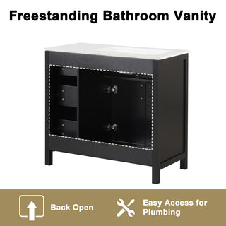 Modern Bathroom Vanity With Sink Top, 2 Doors And 3 Drawers