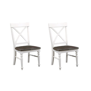 Dining Chairs (Set of 2) - Brown / White