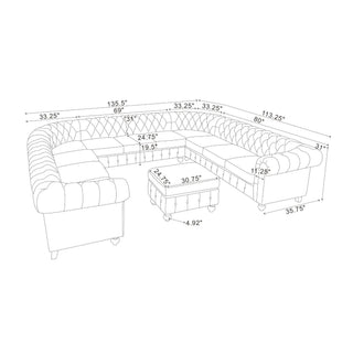 Chesterfield Vintage Style U - Shape Sectional