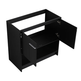 Modern Bathroom Vanity With Ceramic Sink, Freestanding Cabinet, Soft Closing Doors