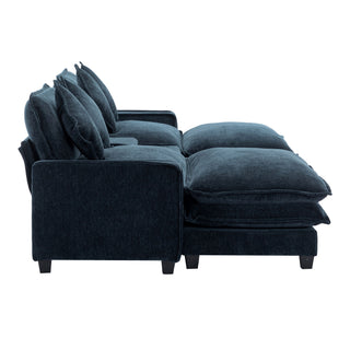 Sectional Sofa Upholstered Sofa With Two Removable Ottoman, Two USB Ports, Two Cup Holders And Large Storage Box For Living Room