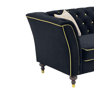 3 Person Sofa With Deep Seat, Tufted Backrest