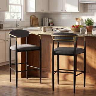 Upholstered Bar Stools (Set of 2) - Charcoal