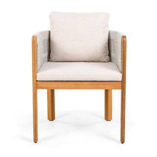 Outdoor Dining Chairs & Rope Handles (Set of 2) - Beige / Teak