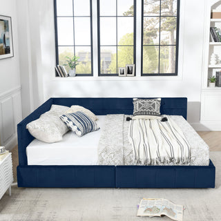 Upholstered Bed Frame With Tufted Backrest And Armrests