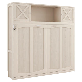 Rustic Casual Murphy Bed With Storage Cabinets