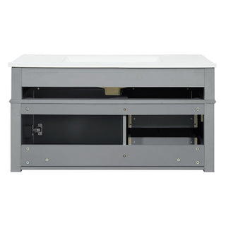 Modern Wall Mounted Floating Cabinet With Double Drawer And Sink