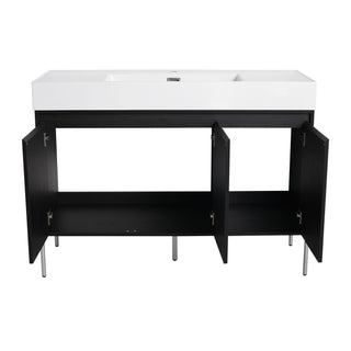 Freestanding Bathroom Vanity With Resin Sink And Storage Cabinet