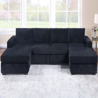 U-Shaped Sectional Set With Cushion Back Armless Chairs Right And Left Arm Chaise
