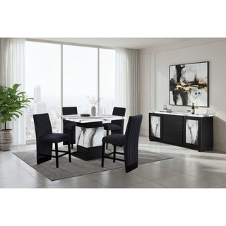 Sammi - Bar Table With And Pedestal Base - Black / White Print