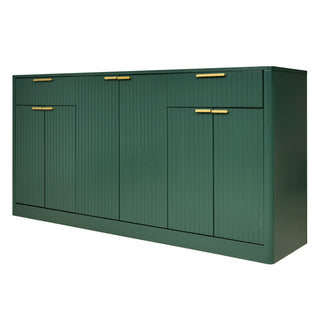 Large Fluted Buffet Sideboard, Wine Bar Storage Cabinet With 6 Doors & 2 Drawers