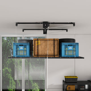 Overhead Garage Storage Rack For High Ceilings & Safety Lock - Black
