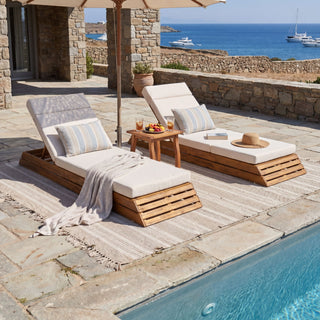 Chaise Lounge Set With 4 Fold Cushion And Built In Headrest