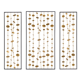 Metal Decorative Wall Art With Frame, Wall Decor For Living Room (Set of 3) - Gold