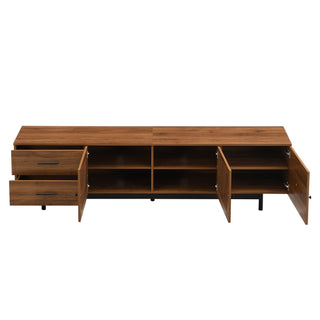 TV Stand, Media Console With 2 Drawers, Soft Closing Hinges, Adjustable Shelves - Walnut