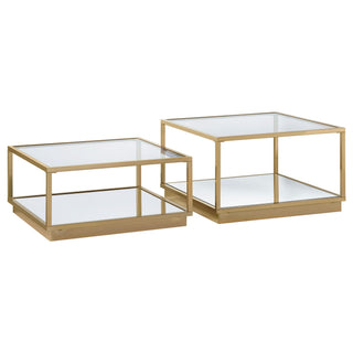 Emeline - 2 Piece Coffee Table Set - Brushed Brass