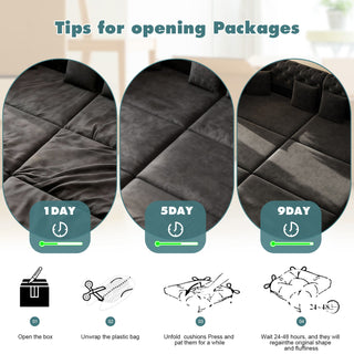 3-In-1 Convertible Sleeper Sofa With Movable Ottoman For Living Room