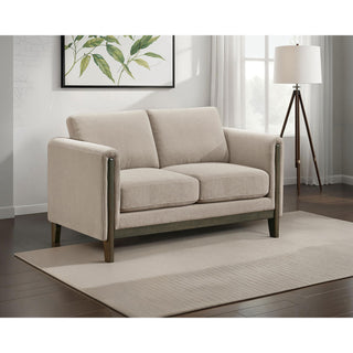 Fisher - Upholstered Panel Arm Loveseat - Taupe