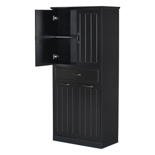 Modern Bathroom Storage Cabinet With Two Laundry Baskets, One Drawer, Adjustable Shelf