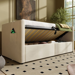 Upholstered Daybed With Hydraulic Storage And USB / Type - C Charging
