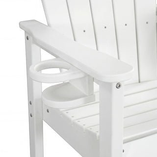Outdoor Bar Height Adirondack Patio Chair With Cup Holder And Armrests All Weather UV Resistant - White