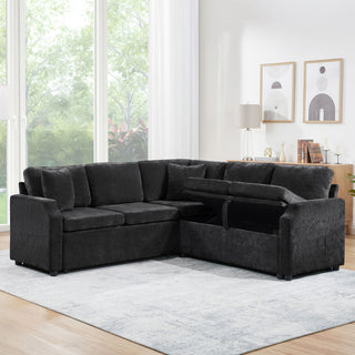 Modern L Shaped Sectional Sofa Bed With Hidden Storage Upholstery