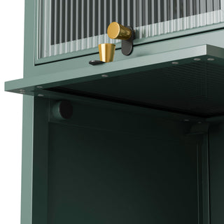 Glass Door Cabinet With Tier Storage