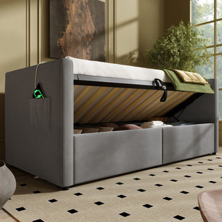 Upholstered Daybed With Hydraulic Storage And USB / Type - C Charging