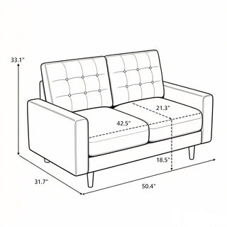 Loveseat Sofa, Tufted Back Upholstered 2 Seat Couch