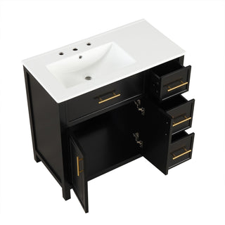 Modern Bathroom Vanity With Sink Top, 2 Doors And 3 Drawers