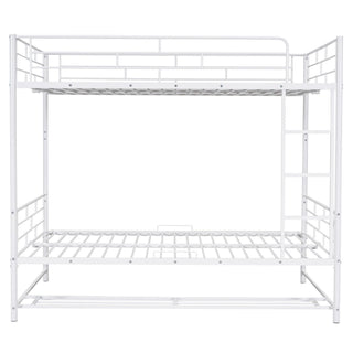 Metal Bunk Bed With Shelf And Guardrails