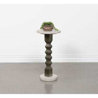 Selena - Round Side Table - White / Gray