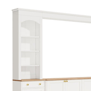Arched Entertainment Center Wall Unit With Bookshelf, Retro Large TV Stand