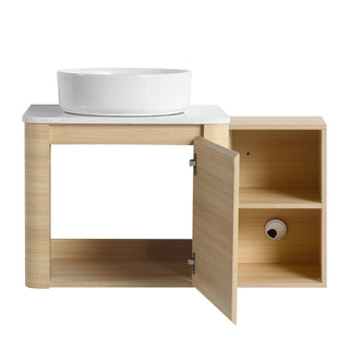 Mounted Bathroom Vanity With Art Sink, Storage Shelves, Soft Close Door