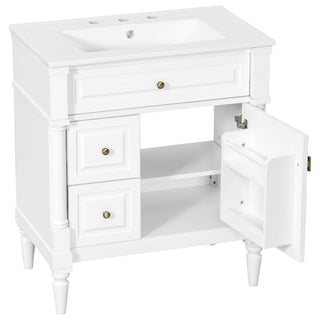 Modern Bathroom Vanity With Sink, Freestanding Cabinet With Flip Drawer & Adjustable Shelf