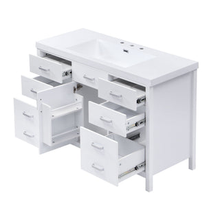 47.25" Modern Bathroom Vanity With Sink, Soft Close Single Door & 6 Drawers - White