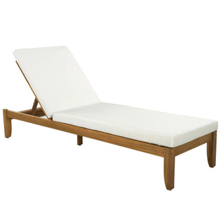 Adjustable Outdoor Patio Lounge Chair Chaise Lounge - Beige / Natural