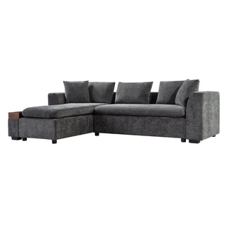 Modern L Shaped Sectional Sofa With Upholstery And Wooden Storage