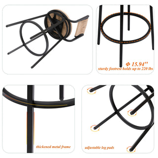 Bar Stools Swivel Counter Chairs With Metal Frame Hand Woven Paper Rope Dining Barstools For Kitchen Counter (Set of 2)