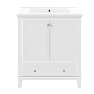 30" Bathroom Vanity With Sink Combo Undermount Sink, Cabinet With Doors And Drawer - White