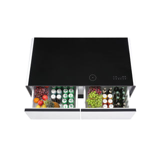 Modern Smart Coffee Table With Built-In Fridge, tooth Speaker, Wireless Charging Module, Touch Control Panel, Power Socket, USB Interface, Outlet Protection, Atmosphere Light