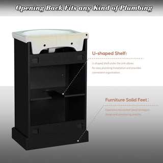 20" Bathroom Vanity With Bulged Sink, Freestanding Single Vanity Set, Soft Close Door