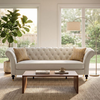 Chesterfield Sofa, 3 Seat Couch With Deep Button Tufted Back, Rolled Arms